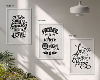 Lot de 3 tableaux pour salon Famille, amour, foyer, chaleur