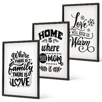 Lot de 3 tableaux pour salon Famille, amour, foyer, chaleur