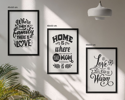 Lot de 3 tableaux pour salon Famille, amour, foyer, chaleur