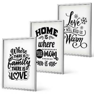 Lot de 3 tableaux pour salon Famille, amour, foyer, chaleur