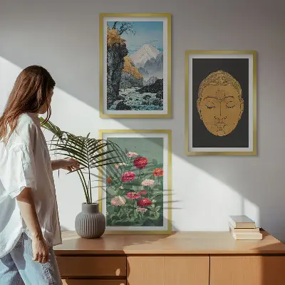 Cadre photo mural motif nature et culture japonaise