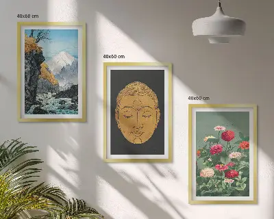 Cadre photo mural motif nature et culture japonaise