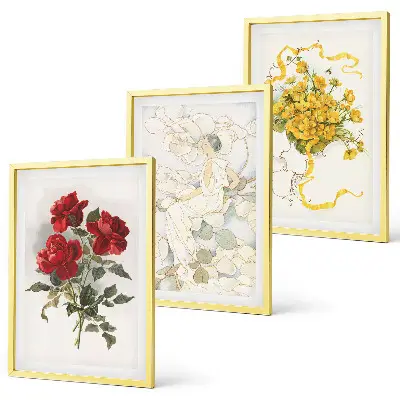 Lot de 3 tableaux pour salon représentant des roses rouges et blanches