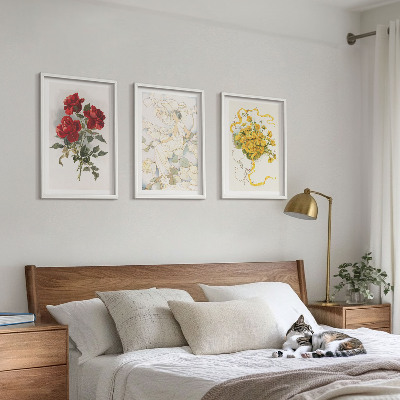 Lot de 3 tableaux pour salon Roses rouges et blanches