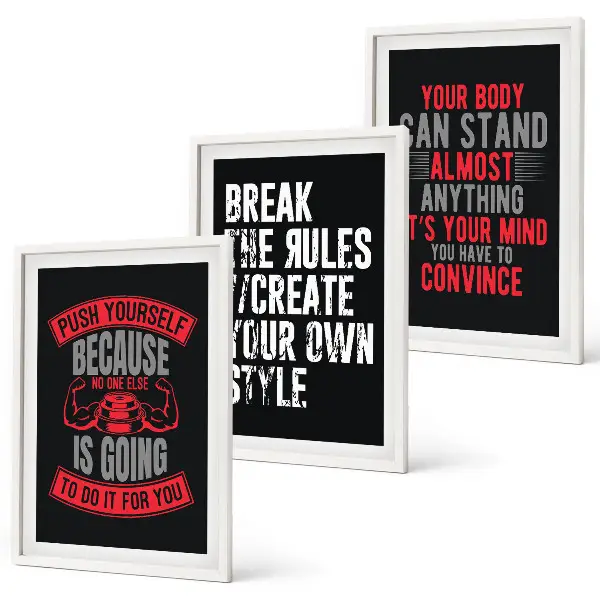 Lot de 3 tableaux pour salon sur le thème de la motivation, la formation et le développement personnel