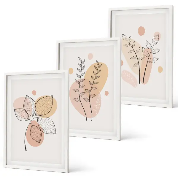 Cadre photo mural avec motifs de dessins de plantes au pastel