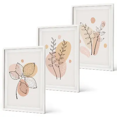 Cadre photo mural avec motifs de dessins de plantes au pastel