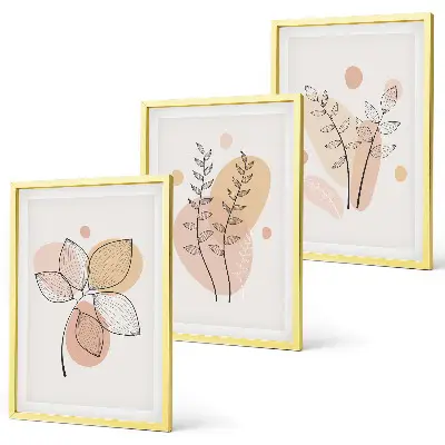 Cadre photo mural avec motifs de dessins de plantes au pastel