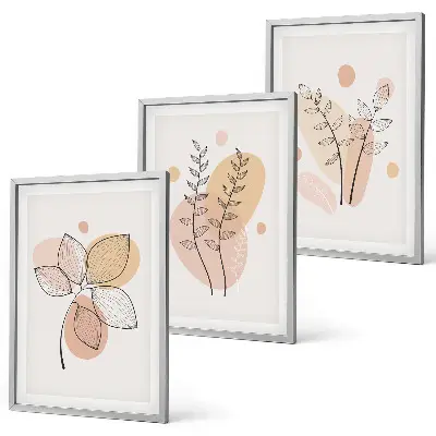 Cadre photo mural avec motifs de dessins de plantes au pastel