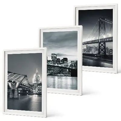 Lot de 3 tableaux pour salon représentant des ponts et de l'architecture urbaine en gris