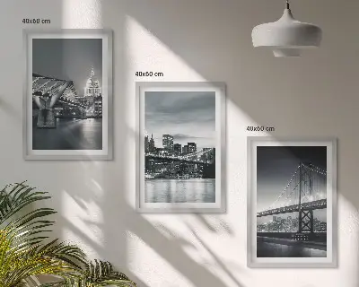 Lot de 3 tableaux pour salon représentant des ponts et de l'architecture urbaine en gris