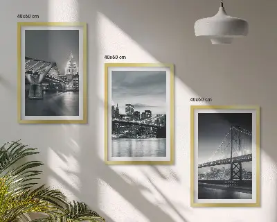 Lot de 3 tableaux pour salon représentant des ponts et de l'architecture urbaine en gris