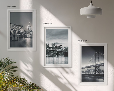 Lot de 3 tableaux pour salon Ponts, architecture urbaine, gris