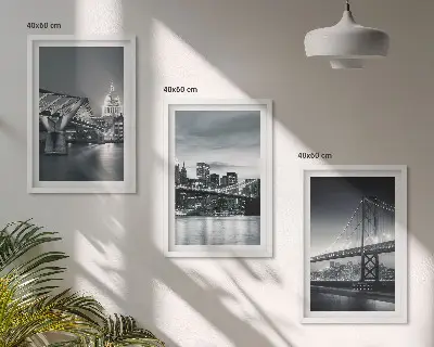 Lot de 3 tableaux pour salon représentant des ponts et de l'architecture urbaine en gris