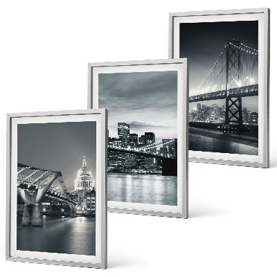 Lot de 3 tableaux pour salon Ponts, architecture urbaine, gris