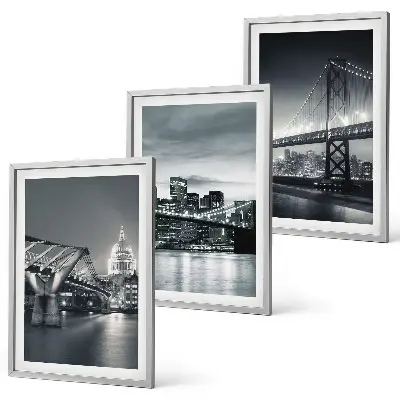 Lot de 3 tableaux pour salon représentant des ponts et de l'architecture urbaine en gris