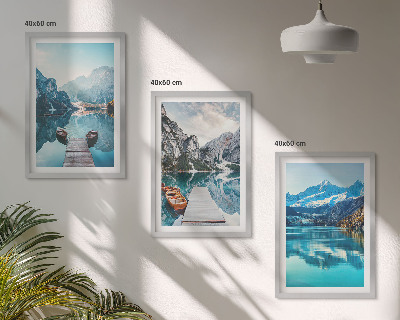 Cadre photo mural Reflets des bateaux sur les lacs de montagne