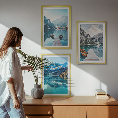 Cadre photo mural Reflets des bateaux sur les lacs de montagne