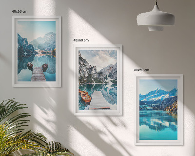 Cadre photo mural Reflets des bateaux sur les lacs de montagne
