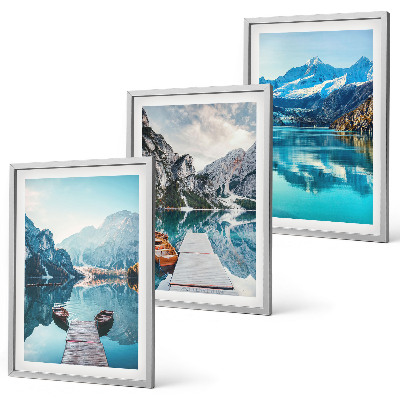 Cadre photo mural Reflets des bateaux sur les lacs de montagne