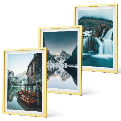 Lot de 3 tableaux pour salon Paysages de montagne, lac en cascade