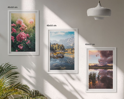 Cadre photo mural Jardin de fleurs, montagnes, eau