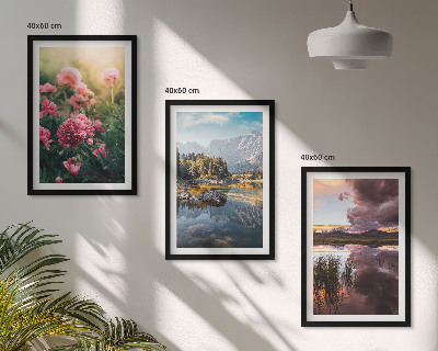 Cadre photo mural Jardin de fleurs, montagnes, eau