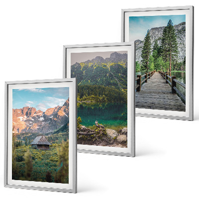 Lot de 3 tableaux pour salon Pont sur un lac au paysage montagneux