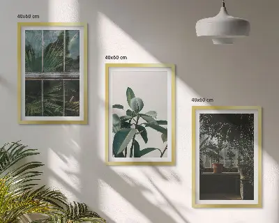 Cadre photo mural feuilles vertes sur plant de fenêtre