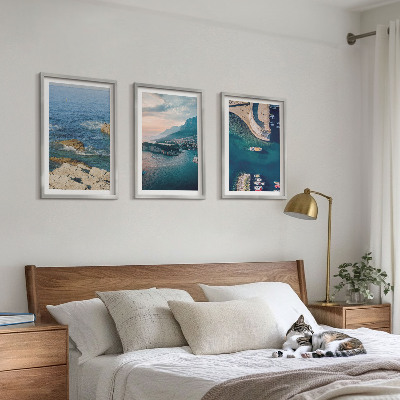 Lot de 3 tableaux pour salon Vues sur la mer, falaises, ports