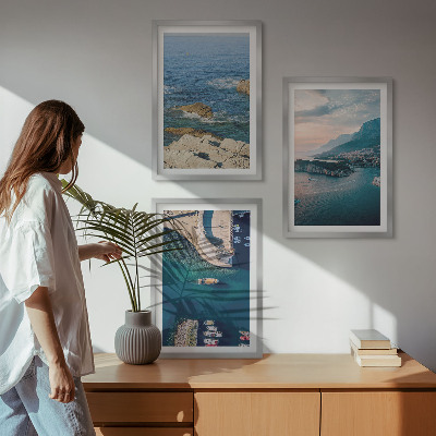 Lot de 3 tableaux pour salon Vues sur la mer, falaises, ports