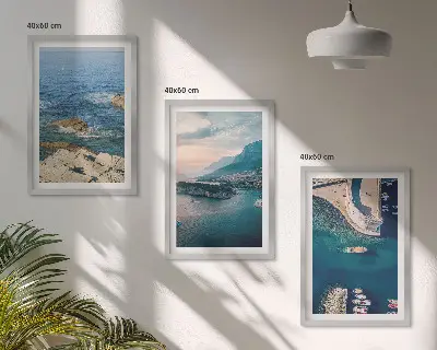 Lot de 3 tableaux pour salon représentant des vues sur la mer des falaises et des ports