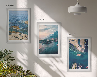 Lot de 3 tableaux pour salon Vues sur la mer, falaises, ports