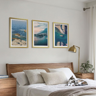 Lot de 3 tableaux pour salon Vues sur la mer, falaises, ports