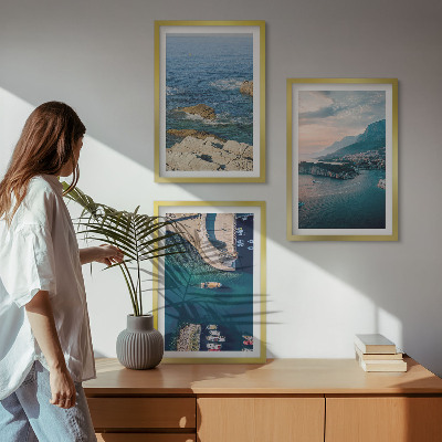 Lot de 3 tableaux pour salon Vues sur la mer, falaises, ports