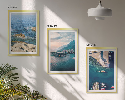 Lot de 3 tableaux pour salon Vues sur la mer, falaises, ports