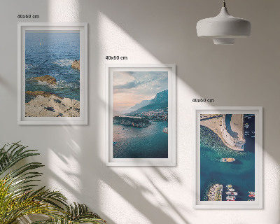 Lot de 3 tableaux pour salon Vues sur la mer, falaises, ports