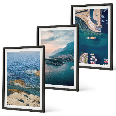 Lot de 3 tableaux pour salon Vues sur la mer, falaises, ports