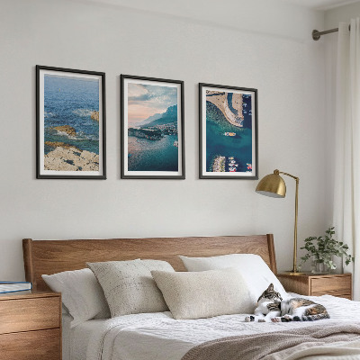 Lot de 3 tableaux pour salon Vues sur la mer, falaises, ports
