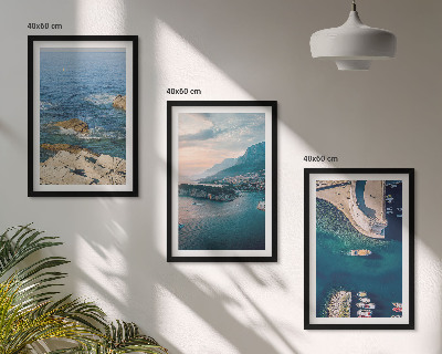 Lot de 3 tableaux pour salon Vues sur la mer, falaises, ports