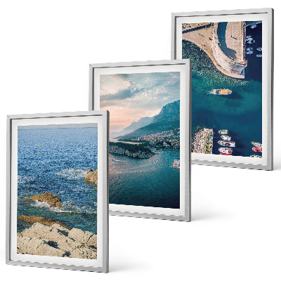 Lot de 3 tableaux pour salon Vues sur la mer, falaises, ports