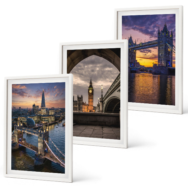 Lot de 3 tableaux pour salon Ponts de la ville tours d'horloge
