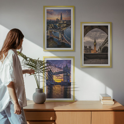 Lot de 3 tableaux pour salon Ponts de la ville tours d'horloge