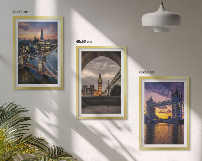 Lot de 3 tableaux pour salon Ponts de la ville tours d'horloge