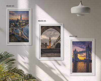 Lot de 3 tableaux pour salon Ponts de la ville tours d'horloge