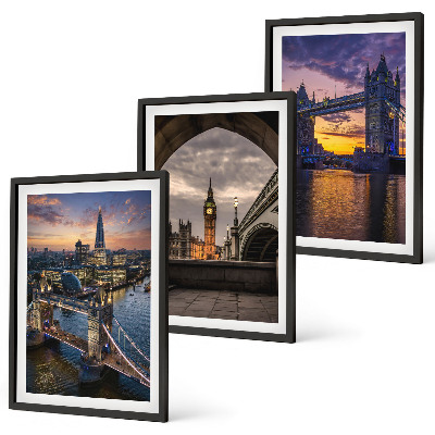 Lot de 3 tableaux pour salon Ponts de la ville tours d'horloge