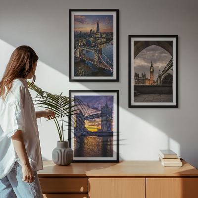Lot de 3 tableaux pour salon Ponts de la ville tours d'horloge