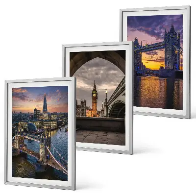 Lot de 3 tableaux pour salon représentant des ponts urbains et des tours d'horloge