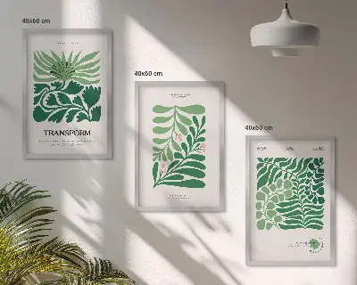 Cadre photo mural avec motif de feuilles vertes