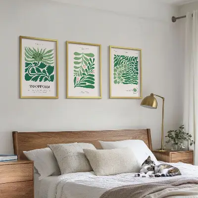 Cadre photo mural avec motif de feuilles vertes